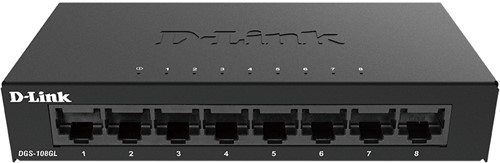 D-Link DGS-108GL Unmanaged Gigabit Ethernet (10/100/1000) Zwart