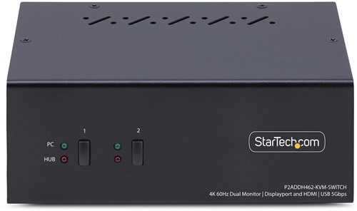 StarTech.com 2-Port Dual-Monitor DisplayPort en HDMI KVM Switch, 4K 60Hz, 1x HDMI & 1x DP Monitor, 2-Port USB Hub, 5Gbps, 2x USB HID Ports, TAA Compliant-3