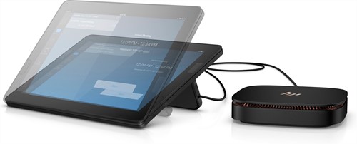 HP Elite Slice i7-7700T USFF Intel® Core™ i7 16 GB DDR4-SDRAM 128 GB SSD Windows 10 IoT Enterprise Mini PC Zwart