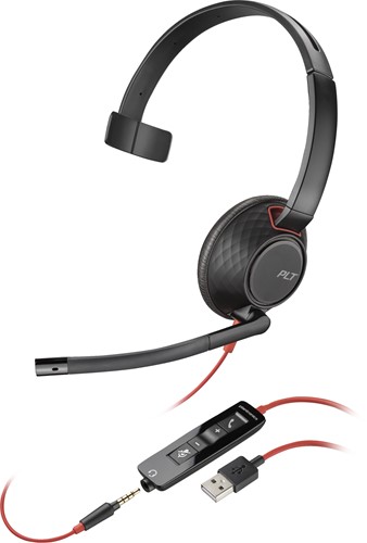HP Poly Blackwire 5210 Headset Bedraad Hoofdband Oproepen/muziek USB Type-A Zwart