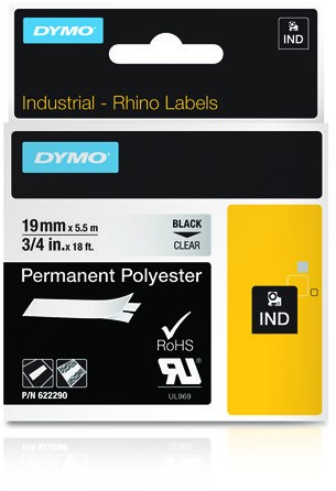 DYMO 622290 labelprinter-tape Zwart op zilver