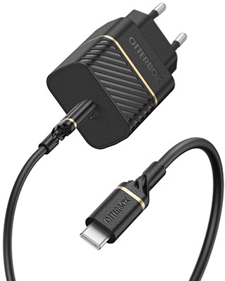 OtterBox EU Wall Charger 20W - 1X USB-C 20W USB-PD + USB C-C Cable 1m, zwart