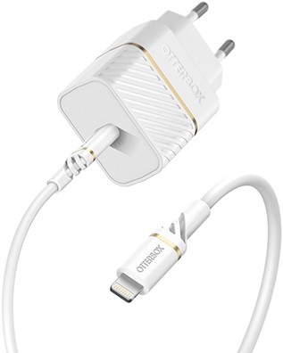 OtterBox EU Wall Charger 20W - 1X USB-C 20W USB-PD + USB C-Lightning Cable 1m, Cloud Dust White