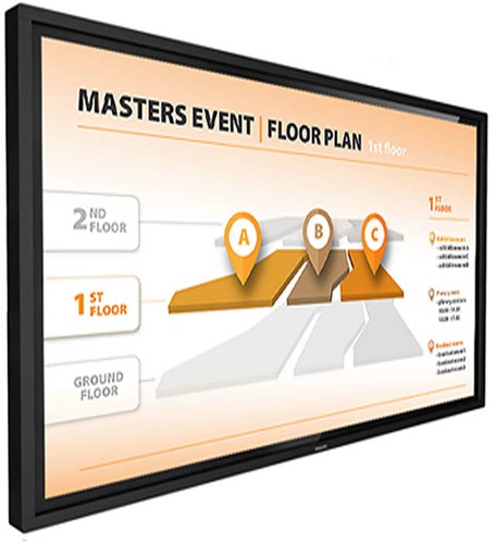 Philips 43BDL3452T/00 beeldkrant Digitale signage flatscreen 109,2 cm (43") VA Wifi 400 cd/m² 4K Ultra HD Touchscreen Type processor Android 8.0
