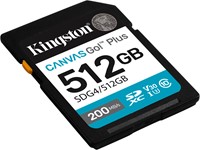 Kingston Technology 512GB SDXC Canvas Go Plus Gen4 200MB/s C10 UHS-I U3 V30-2
