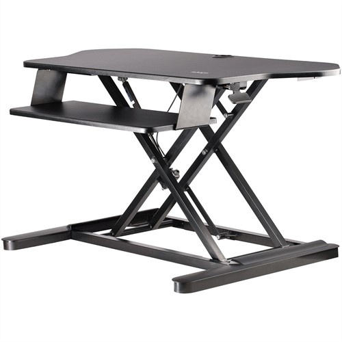 StarTech.com Zit Sta Hoekbureau met Toetsenbordlade, Ruim Bureaublad, in Hoogte Verstelbaar Ergonomisch & Ruim Bureaublad (89 x 53cm), Ondersteunt Dual Monitors