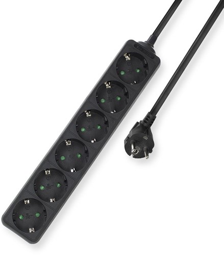 ACT AC2460 power uitbreiding 3 m 6 AC-uitgang(en) Binnen Zwart