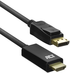 ACT AC7550 video kabel adapter 1,8 m DisplayPort HDMI Type A (Standaard) Zwart