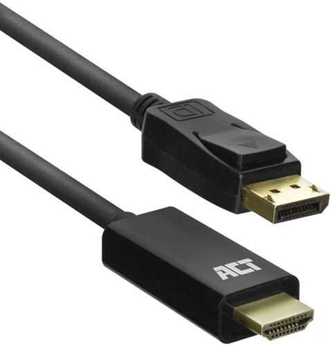 ACT AC7550 video kabel adapter 1,8 m DisplayPort HDMI Type A (Standaard) Zwart