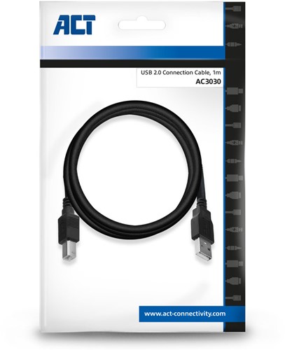 ACT AC3030 USB-kabel 1 m USB 2.0 USB A USB B Zwart-2