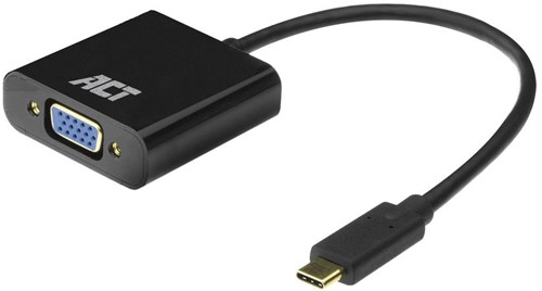 ACT AC7300 video kabel adapter 0,15 m USB Type-C VGA (D-Sub) Zwart
