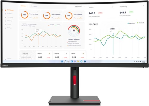 Lenovo ThinkVision T34w-30 86,4 cm (34") 3440 x 1440 Pixels Wide Quad HD LED Zwart