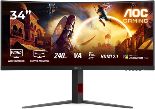 AOC G4 CU34G4Z computer monitor 86,4 cm (34") 3440 x 1440 Pixels Wide Quad HD LED