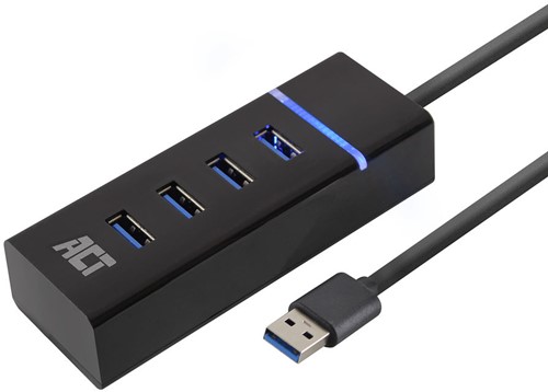 ACT AC6300 interface hub USB 3.2 Gen 1 (3.1 Gen 1) Type-A 5000 Mbit/s Zwart