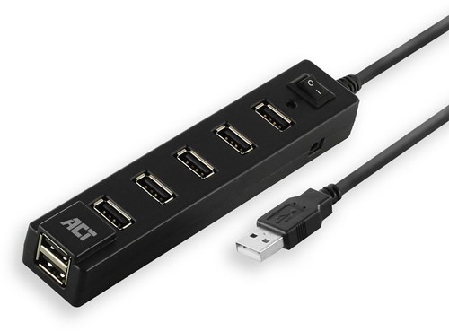 ACT AC6215 interface hub USB 2.0 480 Mbit/s Zwart