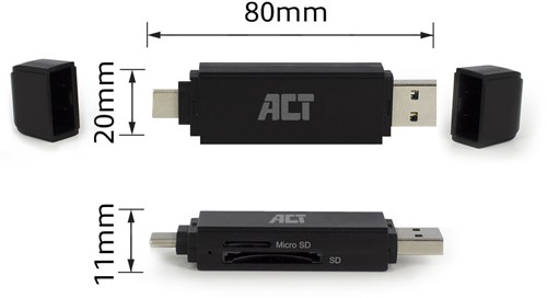 ACT AC6375 geheugenkaartlezer USB 3.2 Gen 1 (3.1 Gen 1) Zwart-2