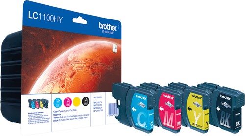 Brother LC1100HYVALBP inktcartridge 4 stuk(s) Origineel Zwart, Cyaan, Magenta, Geel