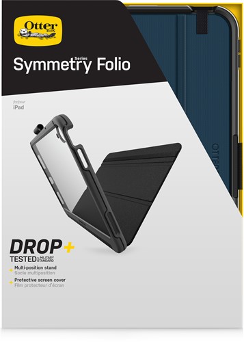 OtterBox Symmetry Folio-hoes voor iPad 10th gen, schokbestendig, valbestendig, dunne beschermende folio-hoes, getest volgens militaire standaard, Blauw