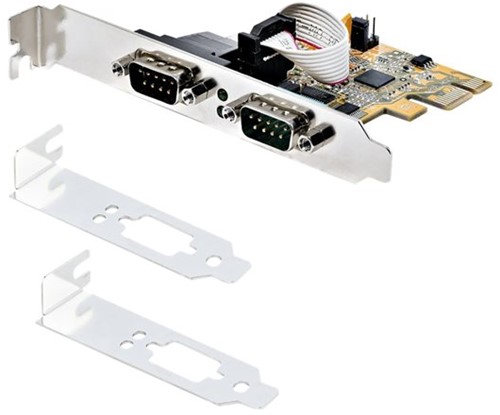 StarTech.com 2-Port PCI Express Seriële Interface Kaart, Dual Port PCIe naar RS232 (DB9) Seriële Kaart, 16C1050 UART, Low/Full Profile Beugels, COM Retentie, Voor Windows/Linux