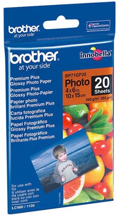 Brother BP71GP20 Premium Glossy Photo Paper pak fotopapier Wit