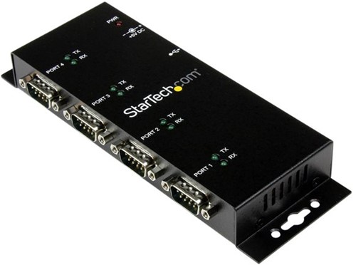 StarTech.com 4-poort USB naar DB9 RS232 Seriële Adapter Hub – Industrieel DIN-rail en Wandmontage