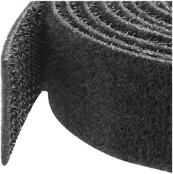 StarTech.com 15m Bulk Rol Klittenband - Op Maat te Knippen Herbruikbare Kabelbinders - Industriële Klitband Tape - Zelfklevende Klittenband Tyrap Strips - Zwart