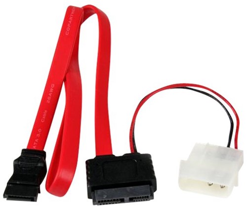 StarTech.com 50 cm Slimline SATA naar SATA met LP4 Voedingskabel Adapter