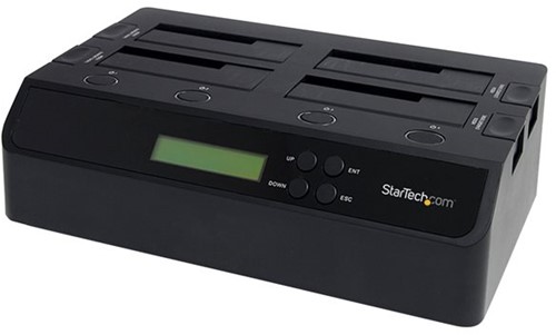 StarTech.com 4-Bay Hard Drive Cloner en Wisser, Standalone 1:3 HDD/SSD Kloner/Copier/Earser, USB 3.0/eSATA naar SATA Docking Station, Hard Disk Duplicator en Secure Erase Dock, Toolless/Top-Loading On