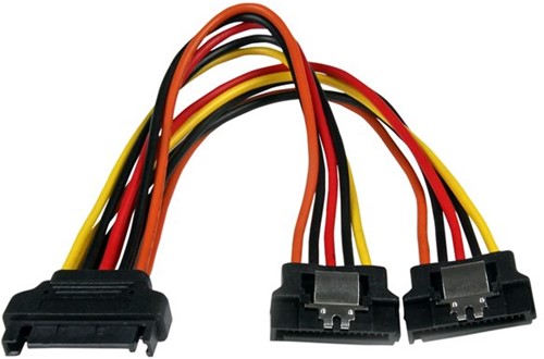 StarTech.com 15 cm vastklikkende SATA voeding-Y-splitterkabeladapter M/F