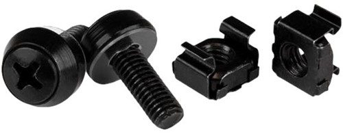 StarTech.com M6 x 12mm schroeven en kooimoeren 100 stuks pak zwart