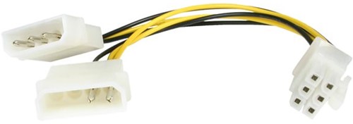 StarTech.com 15 cm LP4 naar 6-polige PCI Express videokaart-voedingskabeladapter