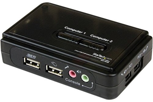 StarTech.com 2-poort USB KVM-switch Zwart met Audio en Bekabeling