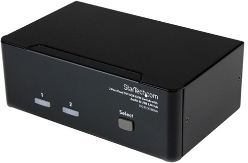 StarTech.com 2-poort Dual DVI USB KVM-switch met Audio en USB 2.0-hub