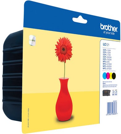 Brother LC-121VALBPDR inktcartridge 4 stuk(s) Origineel Zwart, Cyaan, Magenta, Geel