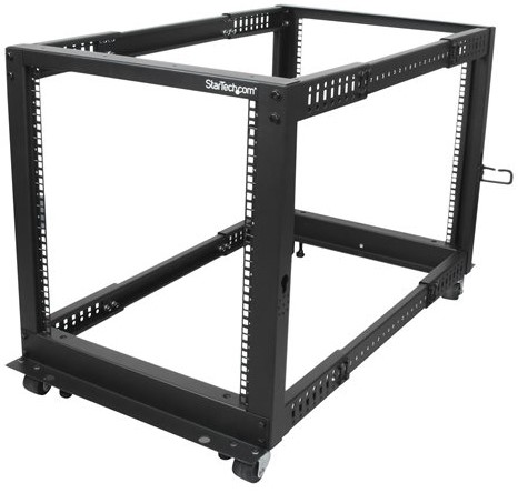 StarTech.com 12U open-frame serverrack met 4 stijlen met verstelbare diepte incl. zwenkwielen/stelpoten en kabelhaken