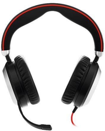 Jabra Evolve 80 Stereo Headset Bedraad Hoofdband Kantoor/callcenter Bluetooth Zwart, Rood, Zilver