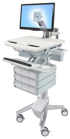 Ergotron StyleView - wagen - open architectuur - voor lcd-scherm / toetsenbord / muis / CPU / notebook / lezer - grijs, wit, gepolijst aluminium