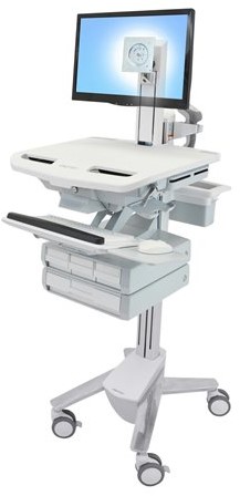 Ergotron StyleView - wagen - open architectuur - voor lcd-scherm / toetsenbord / muis / CPU / notebook / lezer - grijs, wit, gepolijst aluminium