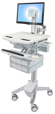 Ergotron StyleView - wagen - open architectuur - voor lcd-scherm / toetsenbord / muis / CPU / notebook / camera / lezer - grijs, wit, gepolijst aluminium
