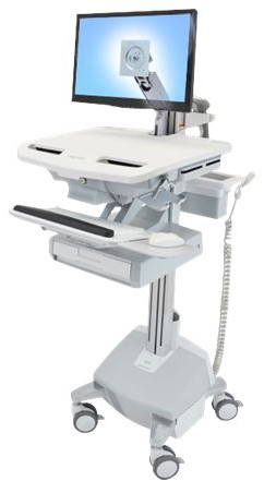 Ergotron StyleView - wagen - open architectuur - voor lcd-scherm / toetsenbord / muis / CPU / notebook / streepjescodelezer - grijs, wit, gepolijst aluminium - TAA Compliant