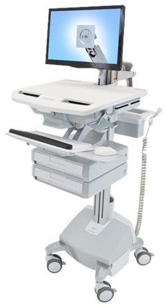 Ergotron StyleView - wagen - open architectuur - voor lcd-scherm / toetsenbord / muis / CPU / notebook / streepjescodelezer - grijs, wit, gepolijst aluminium - TAA Compliant