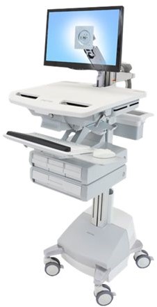 Ergotron StyleView - wagen - open architectuur - voor lcd-scherm / toetsenbord / muis / CPU / notebook / streepjescodelezer - grijs, wit, gepolijst aluminium - TAA Compliant