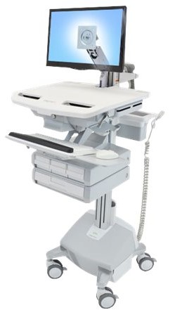 Ergotron StyleView - wagen - open architectuur - voor lcd-scherm / toetsenbord / muis / CPU / notebook / streepjescodelezer - grijs, wit, gepolijst aluminium - TAA Compliant