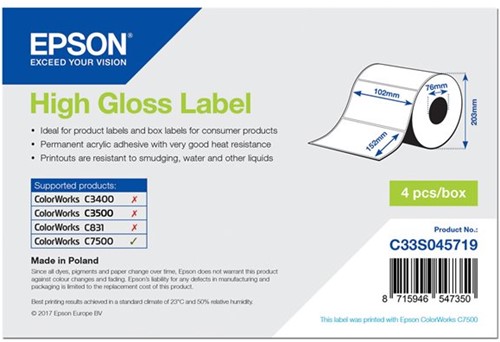 Epson - gesneden etiketten met kleur - hoogglans - 800 etiket(ten) - 102 x 152 mm