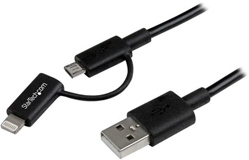 StarTech.com Apple Lightning of Micro USB naar USB kabel 1 m zwart