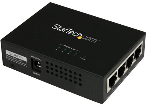 StarTech.com 4-poorts gigabit midspan PoE+ injector 802.3at/af