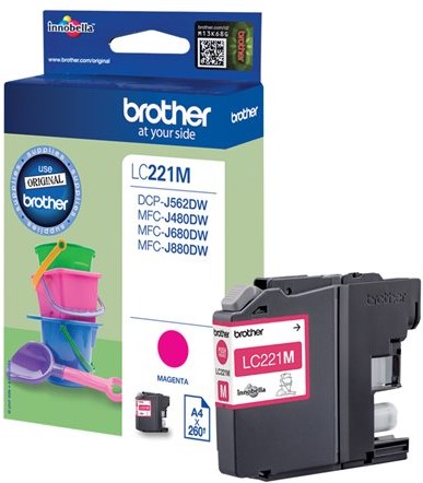 Brother LC-221M inktcartridge 1 stuk(s) Origineel Magenta