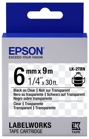 Epson Transparent Tape- LK-2TBN Clear Blk/Clear 6/9