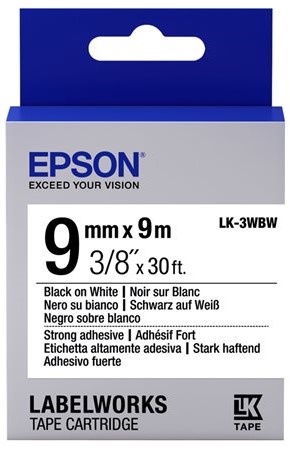 Label/LK-3WBW Strong Adhesive 9mm BK/WH