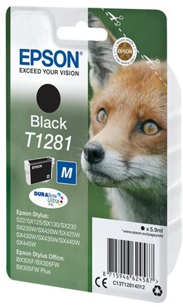 Epson Fox Singlepack Black T1281 DURABrite Ultra Ink
